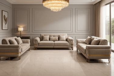 Tokyo Modern Sofa Set in Luxurious Cream Velvet with Gold Accents and Plush Cushions - UK Luxury Furniture